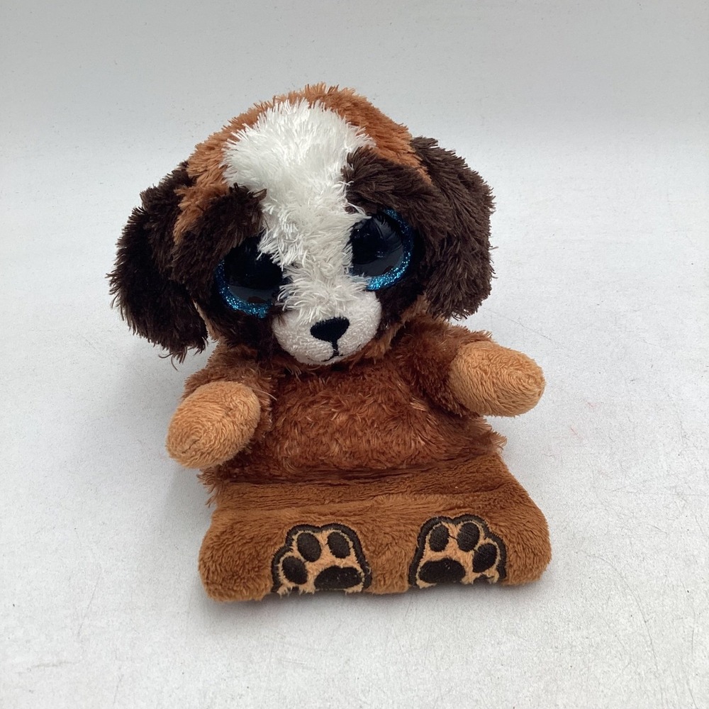 Ty Peek-A-Boos Duke St Bernard Dog Plush Phone Holder Screen Cleaner Brown White